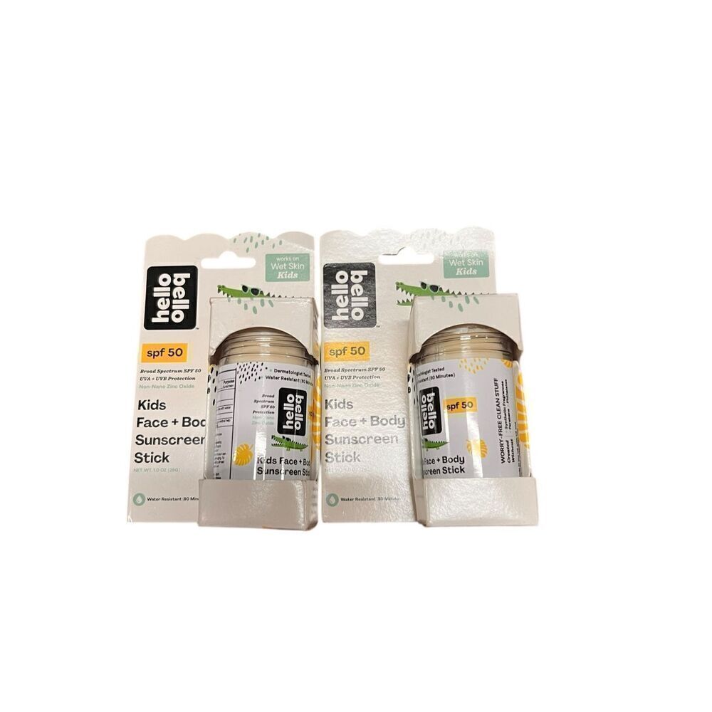 2 Hello Bello Kids Face + Body Sunscreen Stick Broad Spectrum SPF 50 1oz Exp2/26